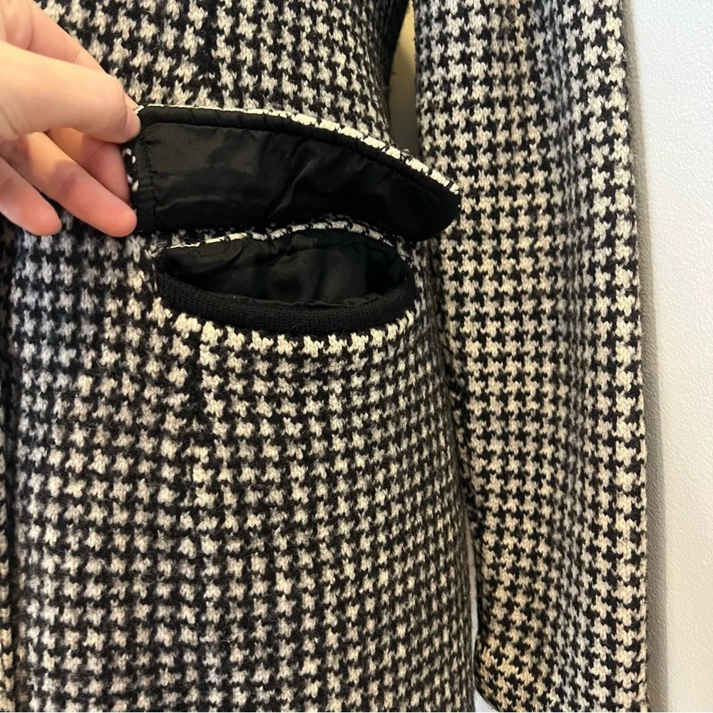 Lauren Ralph Lauren Houndstooth equestrian Wool Peacoat XL Fits S/M Black White - Picture 6 of 10